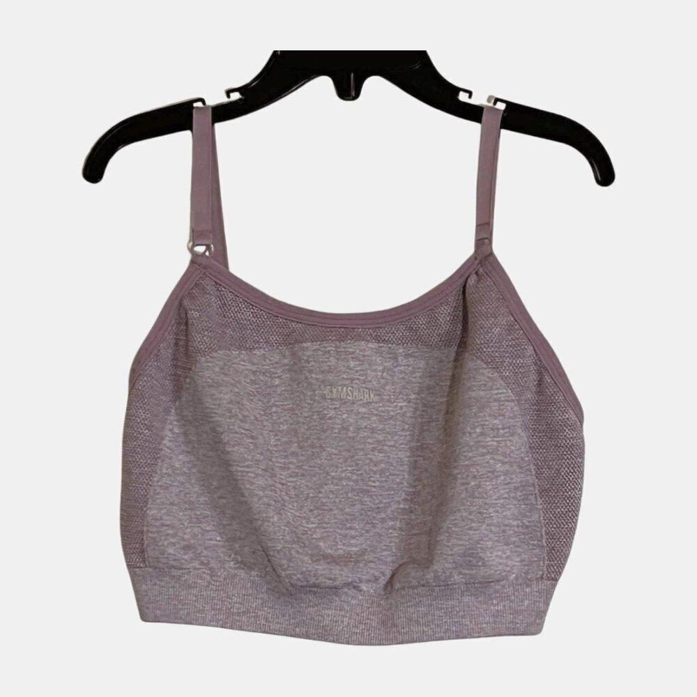 Gymshark Flex Strappy Sports Bra Purple Rose Knit Logo Size Medium